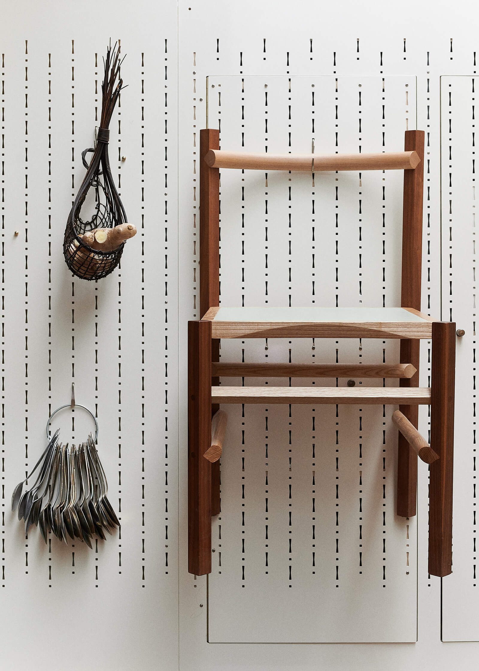 Ginger basket, spoon collection, and Martino Gamper chair
COURTESY: Sarah Weal