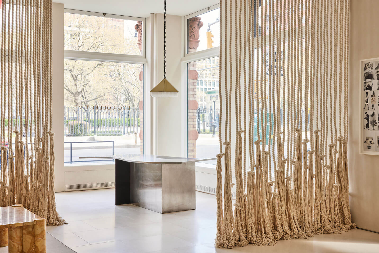 Maria Pergay, 'Wave Desk', 1968; Lucia Derespinis, 'Beehive Lamp', 1960 COURTESY: Egg Collective / PHOTOGRAPH: Nicole Franzen