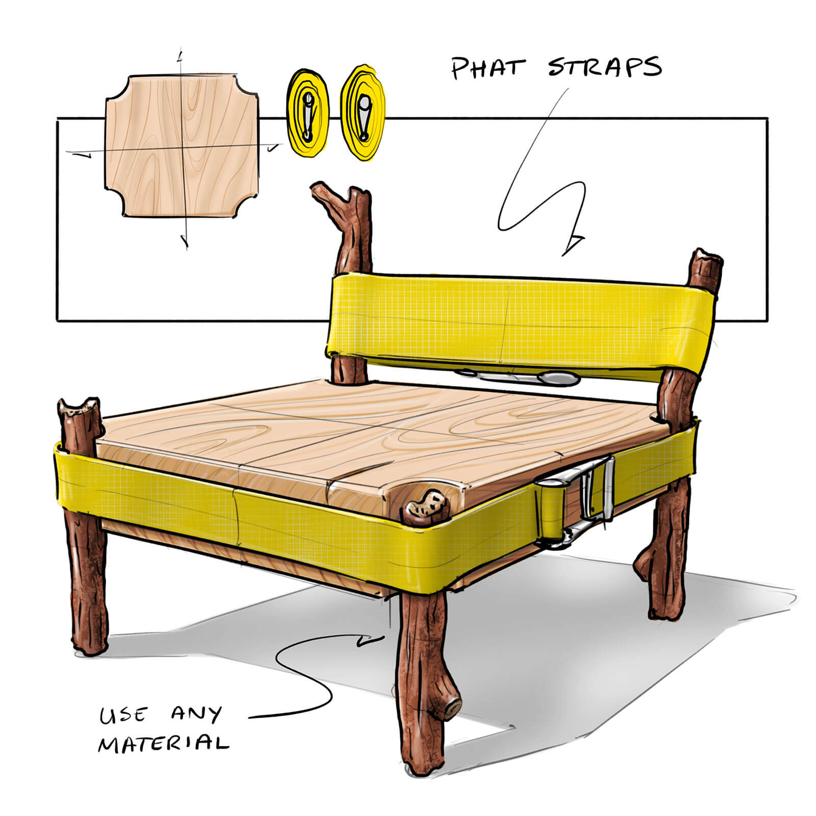 Nicholas Baker, 'Strap Chair' sketch COURTESY: Nicholas Baker