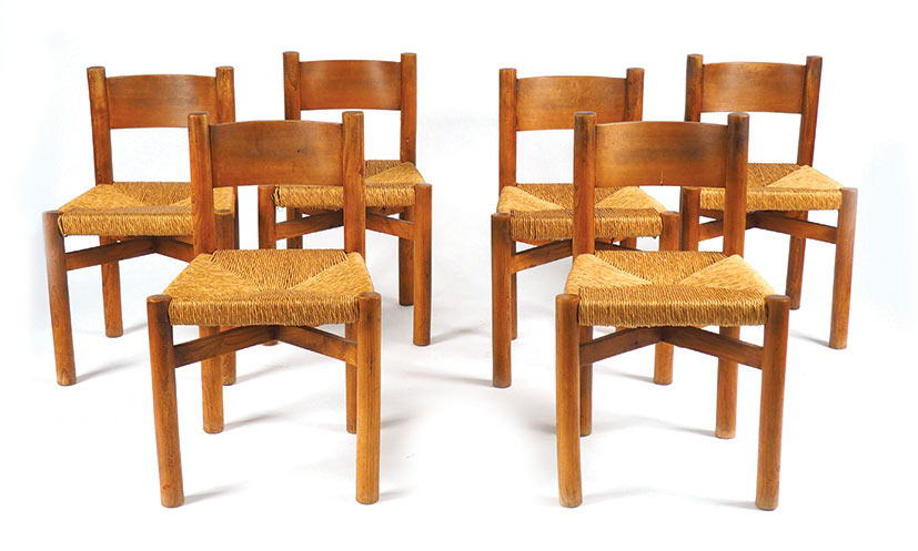 Set of Six Meribel Chairs by Charlotte Perriand