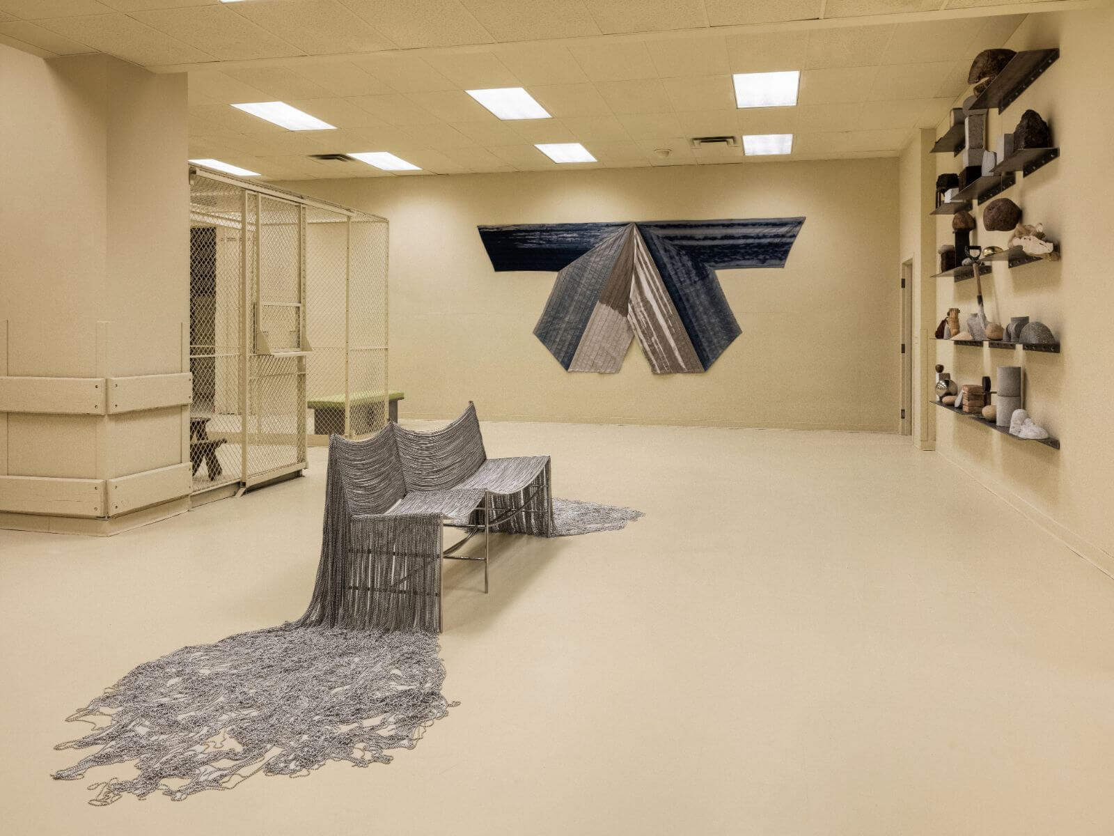 Installation view, 'Intervención/Intersección: MASA at Rockefeller Center' with work from (left to right): Frida Escobedo, Pia Camil, José Dávila COURTESY: MASA Galeria