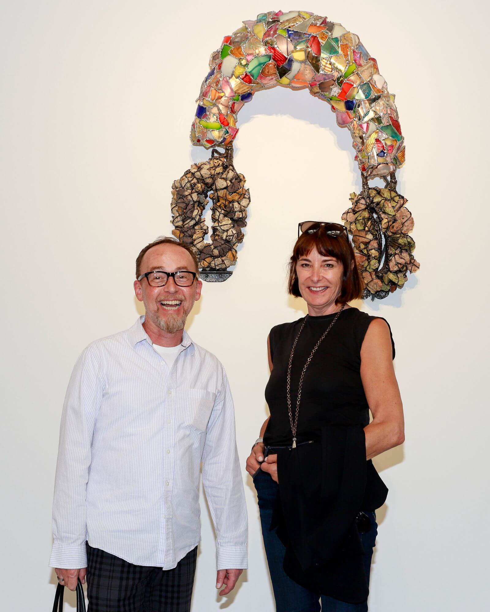 (Left to right) Kurt Zimmerer and Wendy Posner at ‘Nacho Carbonell’, Carpenters Workshop Gallery, LA COURTESY: Nacho Carbonell & Carpenters Workshop Gallery / PHOTOGRAPH: River Callaway © BFA.com