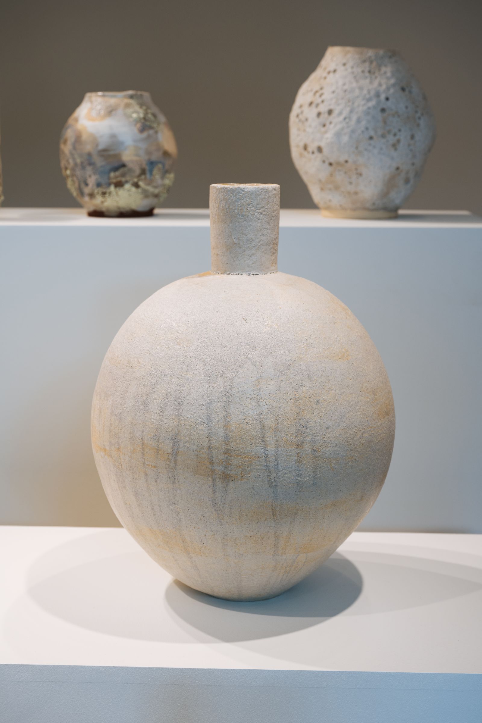 Exhibition view, ‘Haptic Memory’ at Galerie Kitsuné & Stroll Garden with (foreground) Jane Yang-D'Haene, ‘Bottle #1’, 2022 COURTESY: Jane Yang-D'Haene & Galerie Kitsuné / PHOTOGRAPH: Charlie Rubin