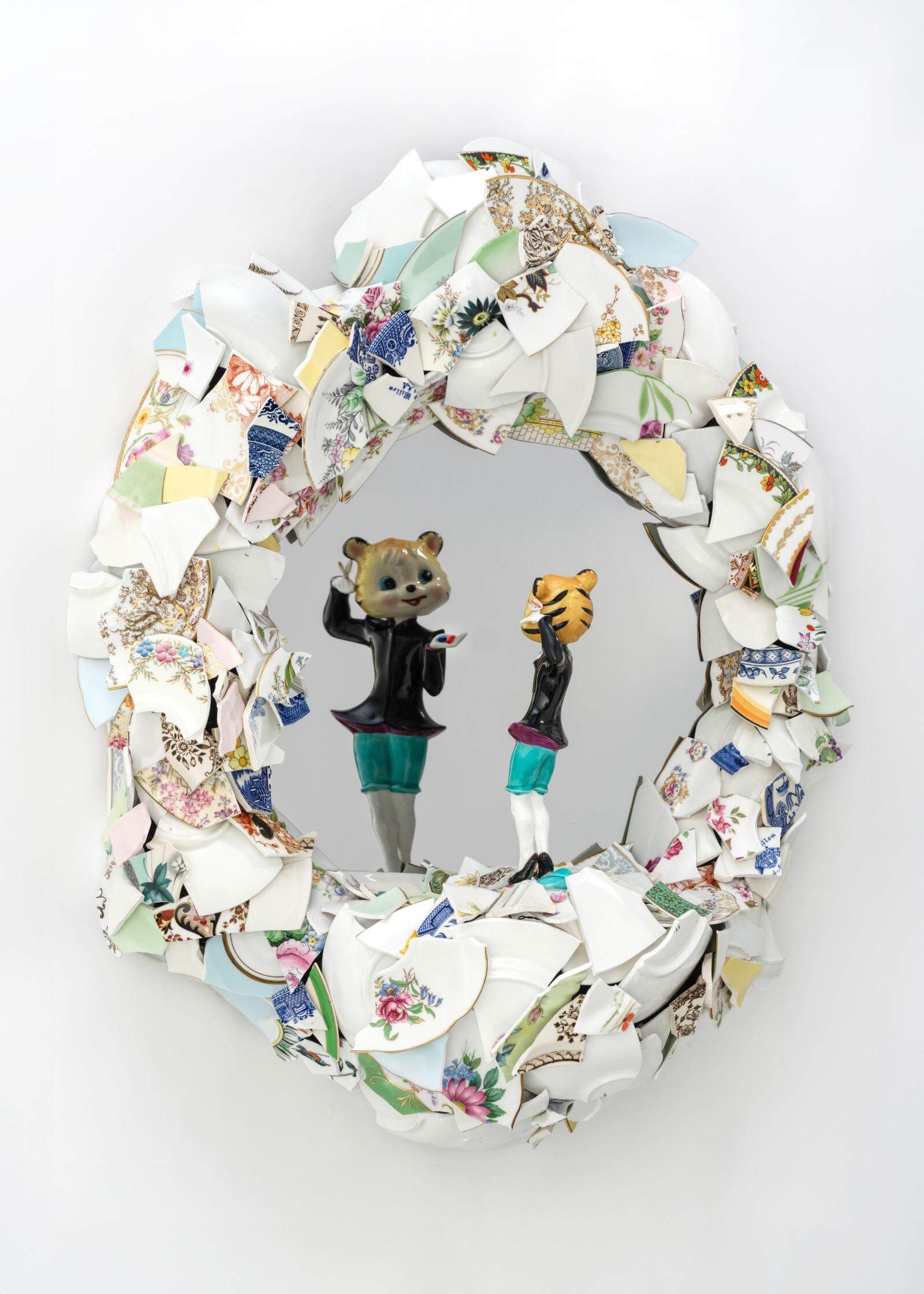 Barnaby Barford, ‘Double Drop’ mirror’, 2026 COURTESY: Barnaby Barford & David Gill Gallery / PHOTOGRAPH: Sylvain Deleu