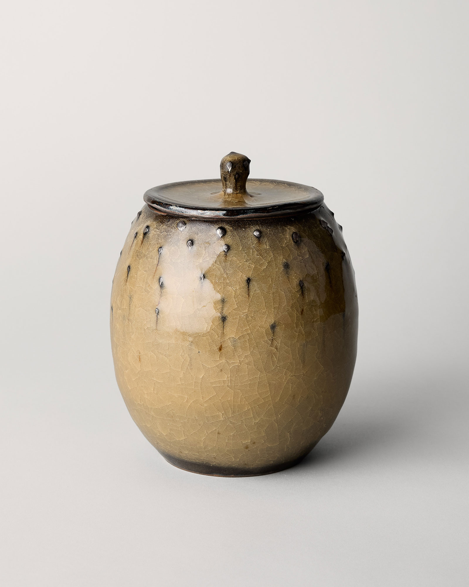 Shimizu Uichi, ‘Yellow Horai Celadon Raised-Dot Water Jar’, 1979 COURTESY: The Artist & Carpenters Workshop Gallery / PHOTOGRAPH: Callum Su