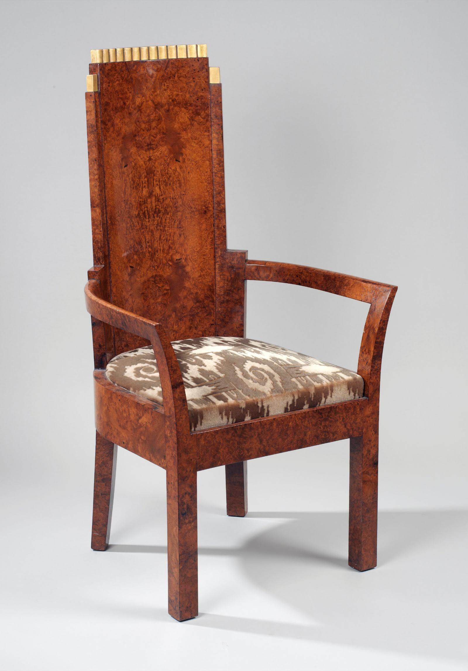 Pierre Chareau, ‘Art Deco Amboyna and Gilt Armchair’, circa 1930 COURTESY: © The Artist & Frank Partridge, London