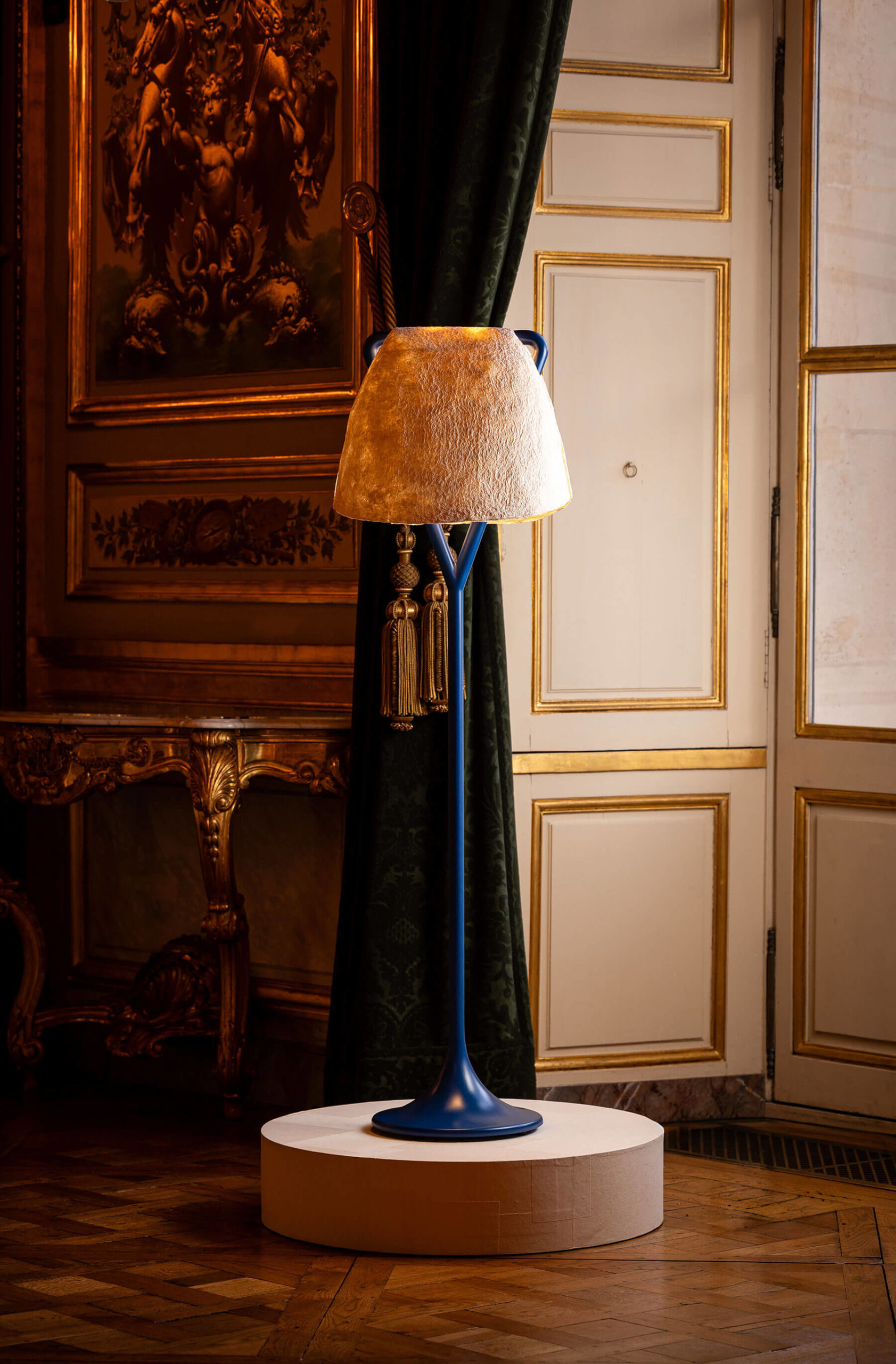 Pierre Yovanovitch and Ko Somi, ‘Lili’ standing light, 2026 at Hanjimania in the Hôtel de la Marine COURTESY: © The Artists / PHOTOGRAPH: Arthur Minot